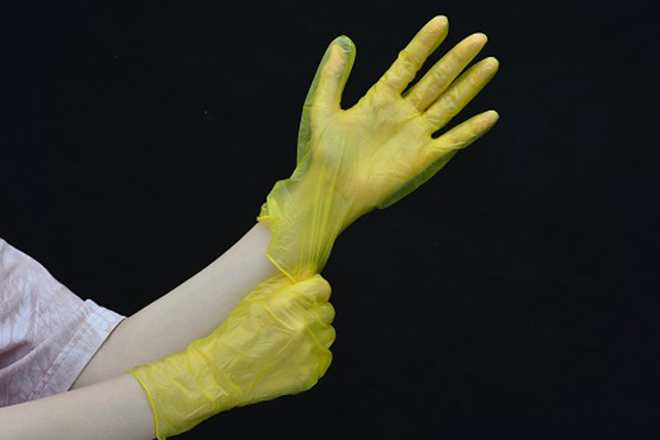 Yellow Color Disposable Vinyl Gloves
